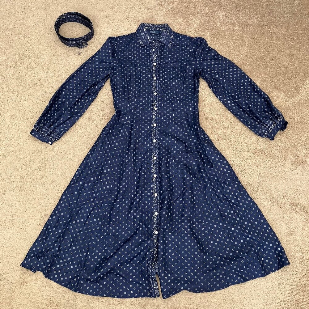 NWT Polor Ralph Lauren Mixed-Print Mulberry Silk Shirtdress - Picture 5 of 5